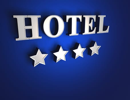 4 Star Hotel Sign - Silver on Blue