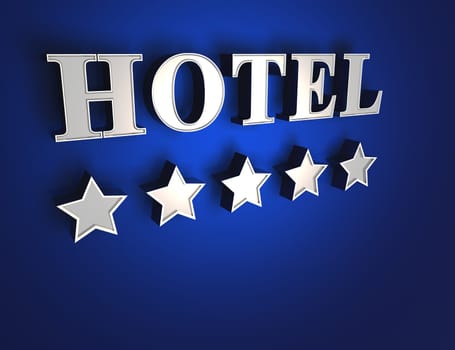 5 Star Hotel Sign - Silver on Blue