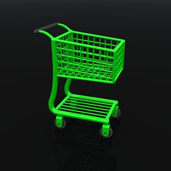 Shopping cart green on black