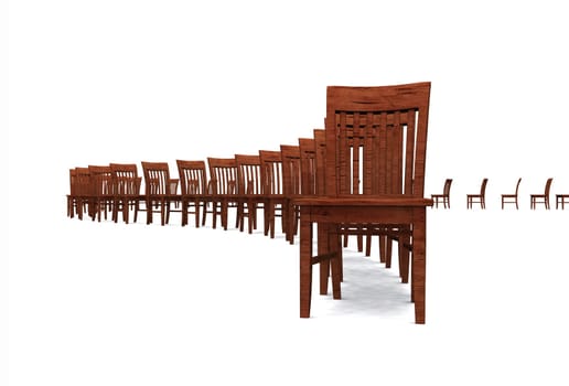 3D Chair Row - Brown 02