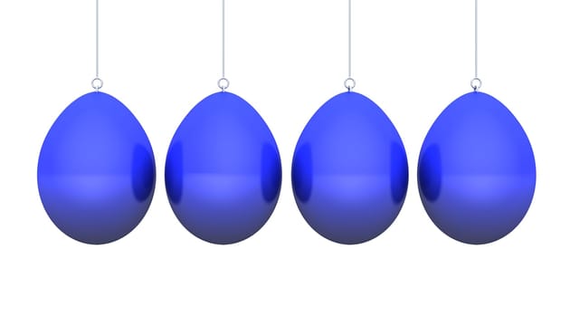 Blue Easter Eggs Hanging Isolated 1