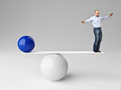 caucasian man try to balance himself background