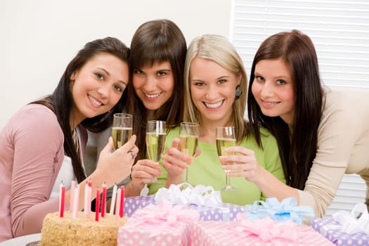 Birthday party - happy woman toast with champagne