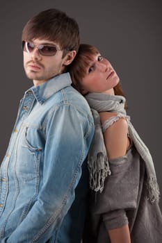 fashionable couple in studio