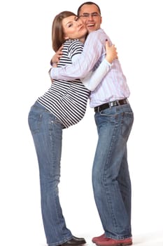 Happy young man and his pregnant wife
