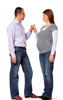 Happy young man and his pregnant wife