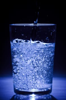 Glass of water with air bubbles
