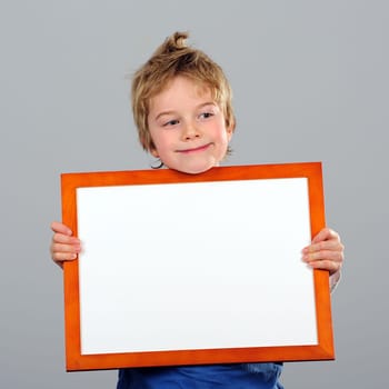 happy boy with frame