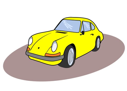 Cartoon sports car on white background