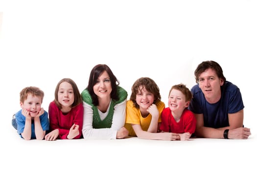 Big young family in a happy colorful mood
