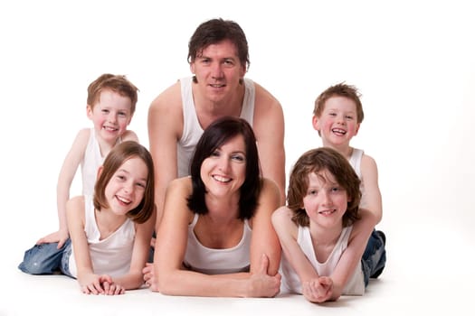 Big young family in a happy colorful mood