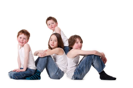 Big young family in a happy colorful mood