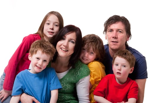 Big young family in a happy colorful mood