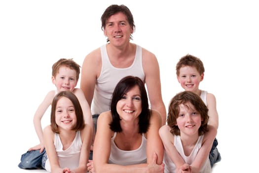 Big young family in a happy colorful mood