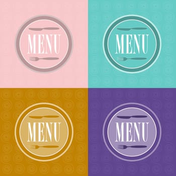 Set of Menu Card Design - Menu Sign and Cutlery Icon
