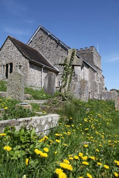 Church in England. Medieval Saint Nicholas&#039 parish or village church in Bramber. religious building in sussex