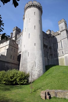 English medieval castle of Arundel the seat of the Dukes of Norfolk. Ancient stone fortification from middle ages