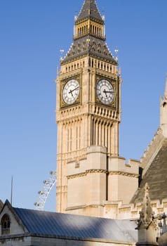 big ben in english capital london. tourist attraction and seat of english parliament in westminster