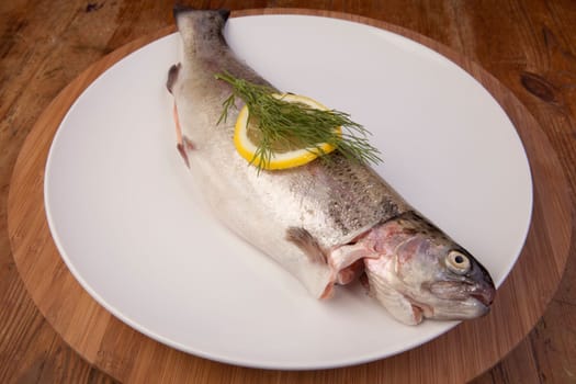 fish dinner of rainbow trout. fresh healthy meal on plate