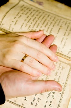The man&#039 s and female&#039 s hand taken as close up