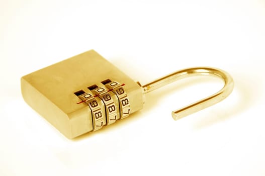 Digital combination padlock isolated on white