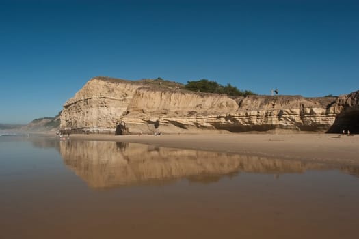 San Gregorio State Beach is a beach near San Gregorio, California, USA, south of Half Moon Bay. Part of the California State Park System, the beach lies just west of the intersection of State Route 1 and State Route 84. San Gregorio Creek widens to form a