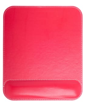shiny ergonomic red mouse pad isolated on white background