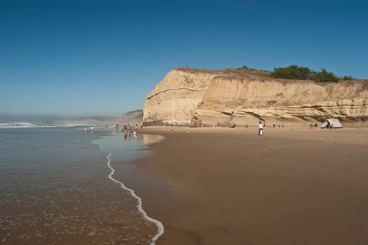 San Gregorio State Beach is a beach near San Gregorio, California, USA, south of Half Moon Bay. Part of the California State Park System, the beach lies just west of the intersection of State Route 1 and State Route 84. San Gregorio Creek widens to form a