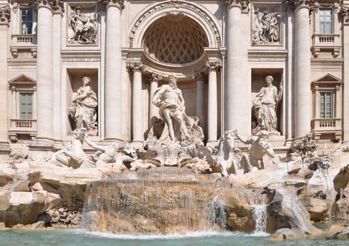 Baroque Trevi Fountain (Fontana di Trevi) in Rome, Italy - rectilinear frontal view