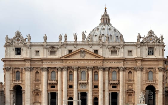 Basilica church of Saint Peter (San Pietro), Rome, Italy - rectilinear frontal view