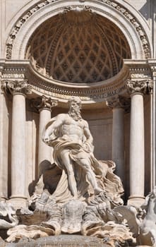 Baroque Trevi Fountain (Fontana di Trevi) in Rome, Italy - rectilinear frontal view