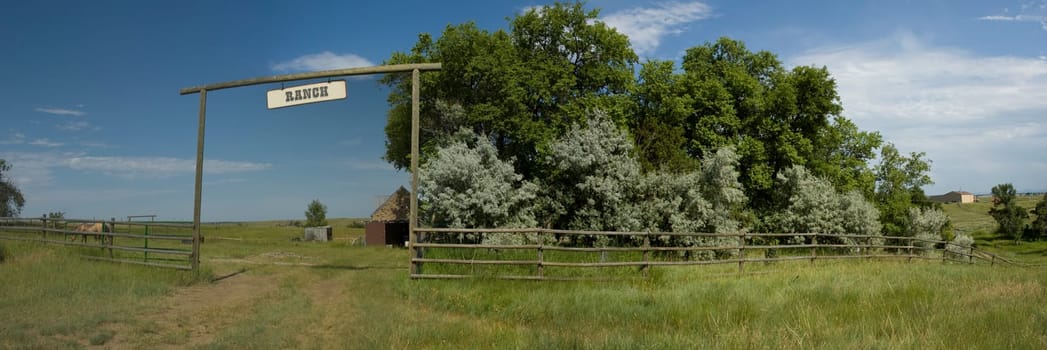 Panorama of Ranch in Wyoming.