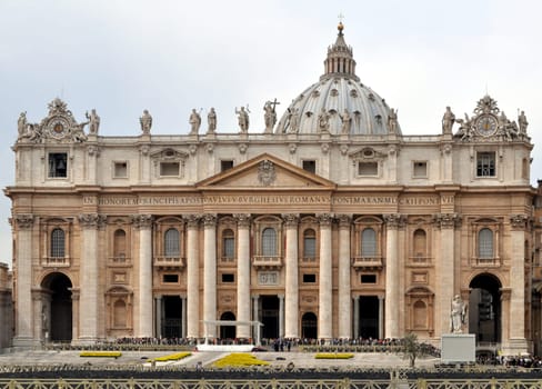 Basilica church of Saint Peter (San Pietro), Rome, Italy - rectilinear frontal view