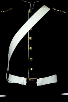 Military Social Uniform detail, isolated on Black.