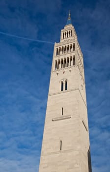Bell Tower of Basilica of the National Shrine of the Immaculate Conception in Washington DC on a clear winter day