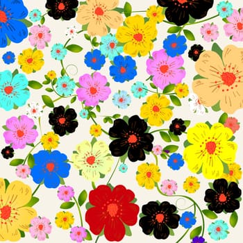 Floral fantasy, background layout for cards or wrapping paper