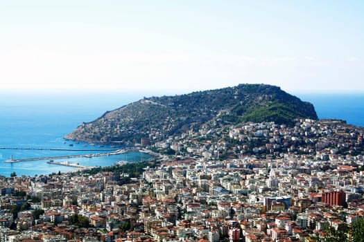 High view of famous holiday resort in Turkey, Alanya