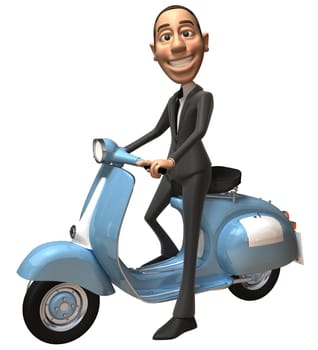 Businessman and scooter