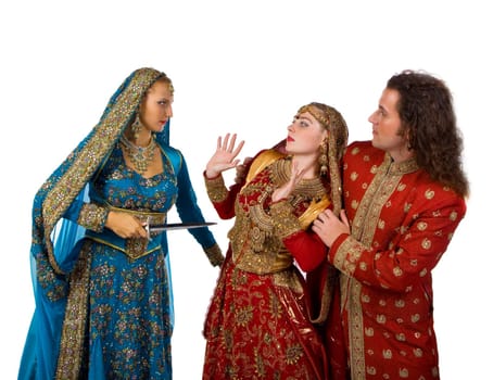 love triangle with man and two beauty women