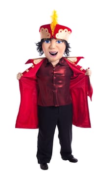 King mascot costume undress isolated on white