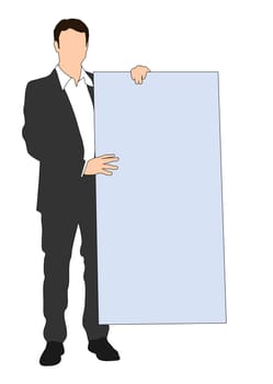 Illustration of a business man with a blank board