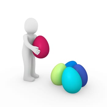 3d, human, easter, egg, green, pink, red