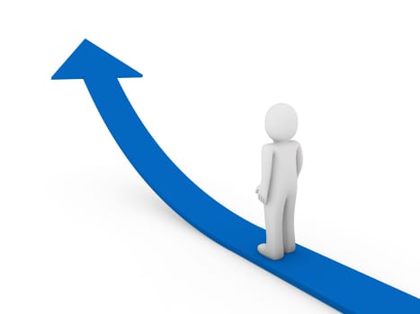 3d, human, arrow, success, growth, blue, high, business