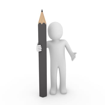 3d human pencil pen write gray business draw