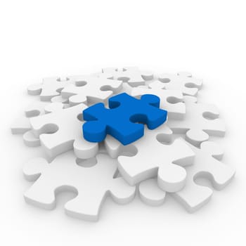 3d puzzle blue white success connection piece business