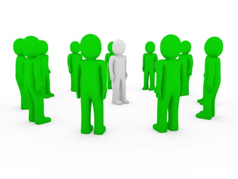 3d human circle green white teamwork business group