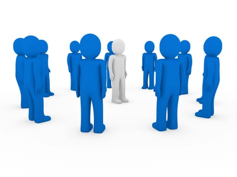 3d human circle blue white teamwork business group