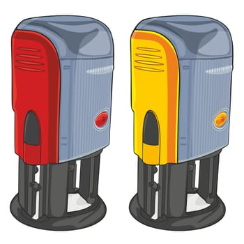 fully editable vector illustration of isolated office stampers over white background