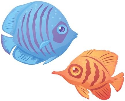 Vector illustration of tropical fish with vibrant colors.