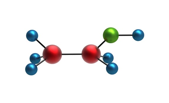 Molecule of Ethanol 3d render isolated on white